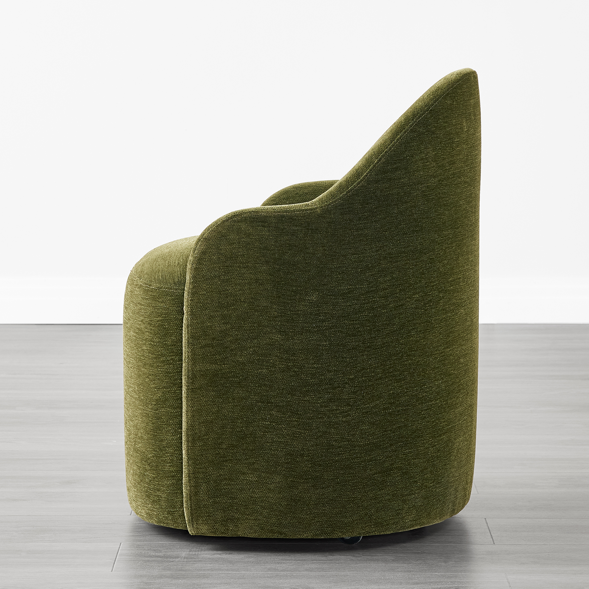Spruce & Spring Swivel Upholstered Dining Chair with Hidden Wheels and Armrest Single, Green
