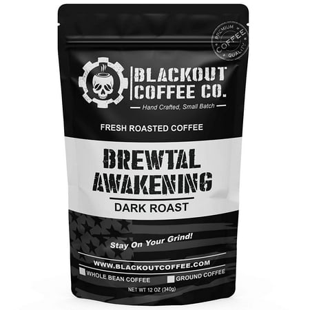 Brewtal Awakening Dark Roast High Caffeine Bold Rich Aromatic Strong Flavored Beans Roasted In The – 12 oz Bag (Ground )