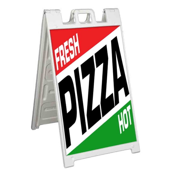 Fresh Hot Pizza (24" X 36") Standard A-Frame Signicade, Includes Decal Applied To Stand
