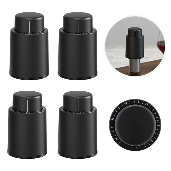 ANNIVERS [4 Pack] Bouchon Bouteille de Vin sous Vide Pompe à Air, Bouteille de Vin sous Vide
