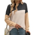 thumbnail image 2 of SHIBEVER Womens Long Sleeve Tops Crewneck Shirts Casual Knitted Ribbed Pullover Sweatshirts for Women Fashion Color Block Tops Fall Clothes Blouses Tunics Tops Size M, 2 of 4