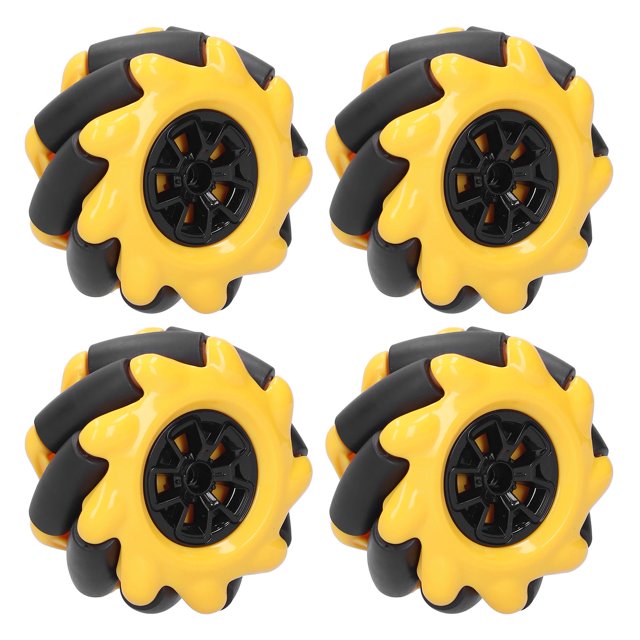 Robot Wheel, Stable Rubber Mecanum Wheel Yellow And Black ABS With High Gripping Ability For Engineer For Robot 1 Pair,2 Pairs