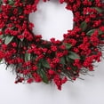 thumbnail image 5 of Christmas Red Berry Wreath Holiday Front Door Décor,Lifelike Full Berries Flexible Branches,No-Fade Durable Design for Mall Hotel Office Fireplace Wall Display,Winter Party Xmas Decorations-red, 5 of 6