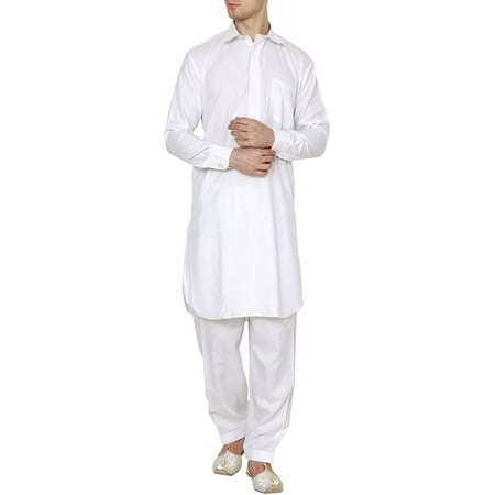 

Royal Kurta Men s Cotton Blend Pathani Kurta Salwar White