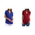 thumbnail image 1 of (Lot de 2) Rinsvye T-Shirt Ample Décontracté à Fermeture Éclair Col Randonnée Manches Longues Hauts Tee Blouse Synthétique Manches Longues T-Shirt Femme V Haut de Course Manches Longues Blouse Femme, 1 of 3