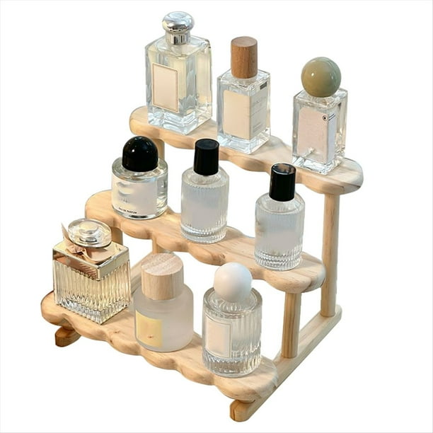 Estante de Madera de 3 Niveles para Exhibición de Perfumes, Organizador de Perfumes, Vitrina de Almacenamiento