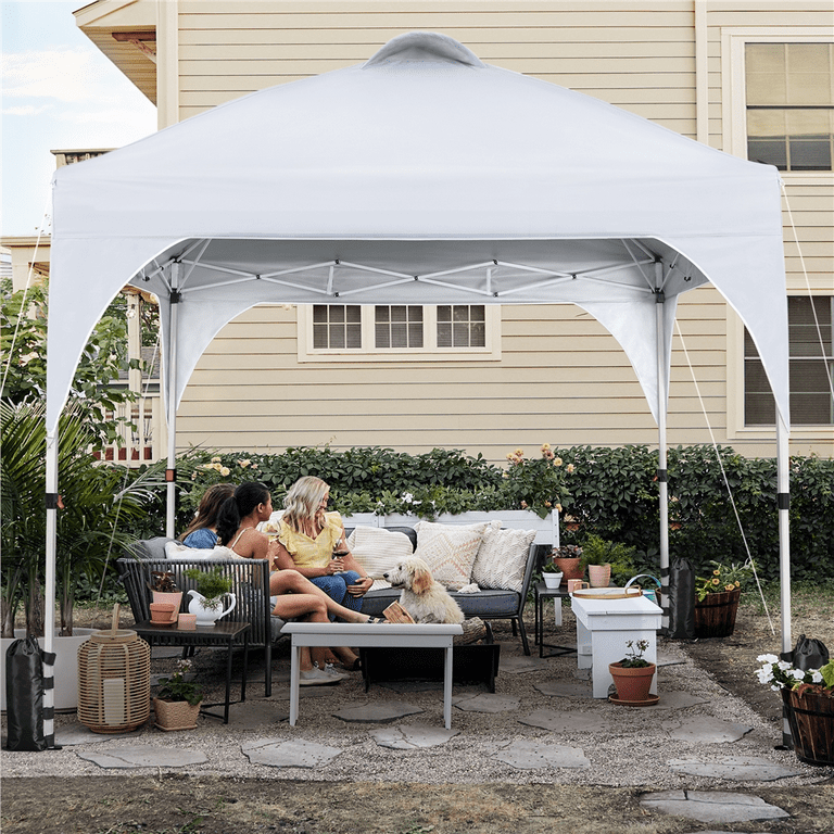 Free Shipping Alden Design 10 o 10 ft Portable Pop up Canopy Tent with 17 Solar LED Lights for Home Commercial Use White Walmart