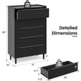 thumbnail image 2 of Black Tall Dresser, 5 Drawer Dresser for Bedroom, Wood Chest of Drawers with Sleek Metal Handles, Large Dresser Modern Storage Cabinet for Living Room, 2 of 9
