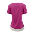 thumbnail image 5 of B91xZ Hauts pour Femmes Décontractés Été Manches Courtes Tunique Florale Décontractée Col en V Chemises, Rouge S, 5 of 5