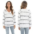 thumbnail image 2 of Aosijia Casual Long Sleeve Striped T-Shirts for Women Plus Size Tunic Loose Pullover Shirts Tops V Neck Ladies Spring Fall Winter Thin Basic Tee Tops White XL, 2 of 9