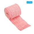 thumbnail image 3 of Unique Bargains 2.4' Wide 2.2 Yards Burlap Ribbon White Lace Roll Wrapping Fabric Crafts Roll Pink 2 Pack, 3 of 6