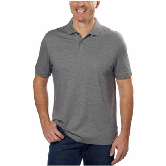 CALVIN KLEIN LIFESTYLE Mens Lightweight Liquid Cotton Polo Shirt (Heather Gray, X-Large)
