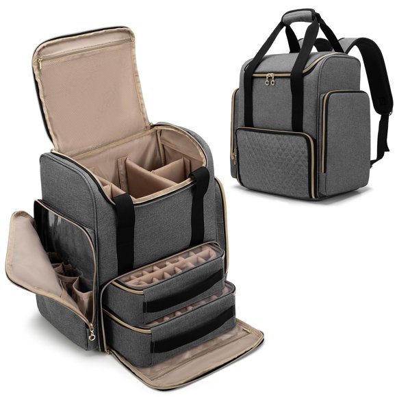 Mochila organizadora de esmaltes de uñas LUXJA con capacidad para 70 botellas, color gris