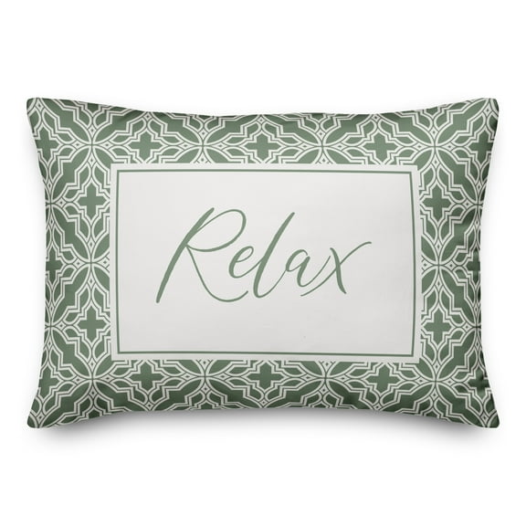 Creative Products Relax Green and White Geometric Quatrefoils 14x20 Indoor / Outdoor Pillow