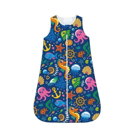 

Zeuib Sea Fish Toddler Sleep Sack Sleep Sack With Sleeves Sleep Sack Early Walkers Baby Wearable Blanket For Baby Girl Boy-Large