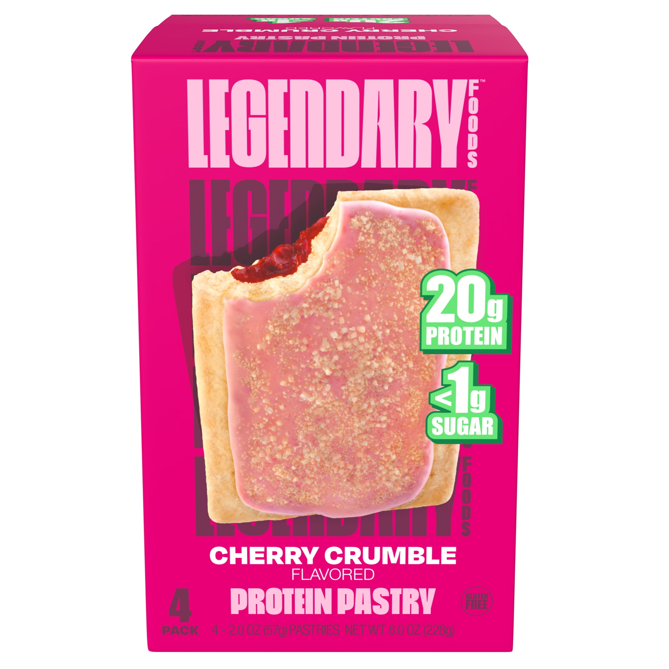 Legendary Foods Gluten Free and Keto Friendly Protein Pastry - Cherry Crumble - 8oz/4ct