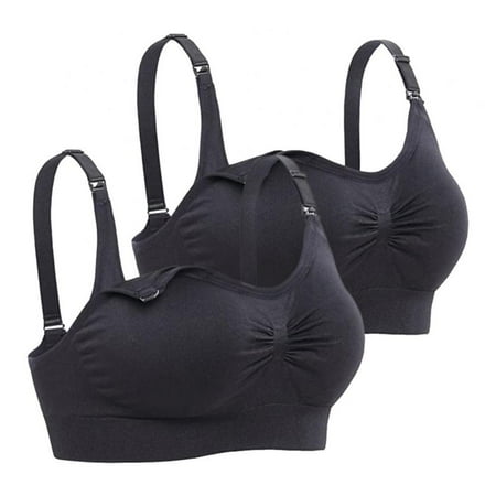 

2pcs Women Nursing Bra Push-up Padded Bra Seamless Bra Front Buckle Bra Maternity Breastfeeding Bra Full Cup Wireless Underwear