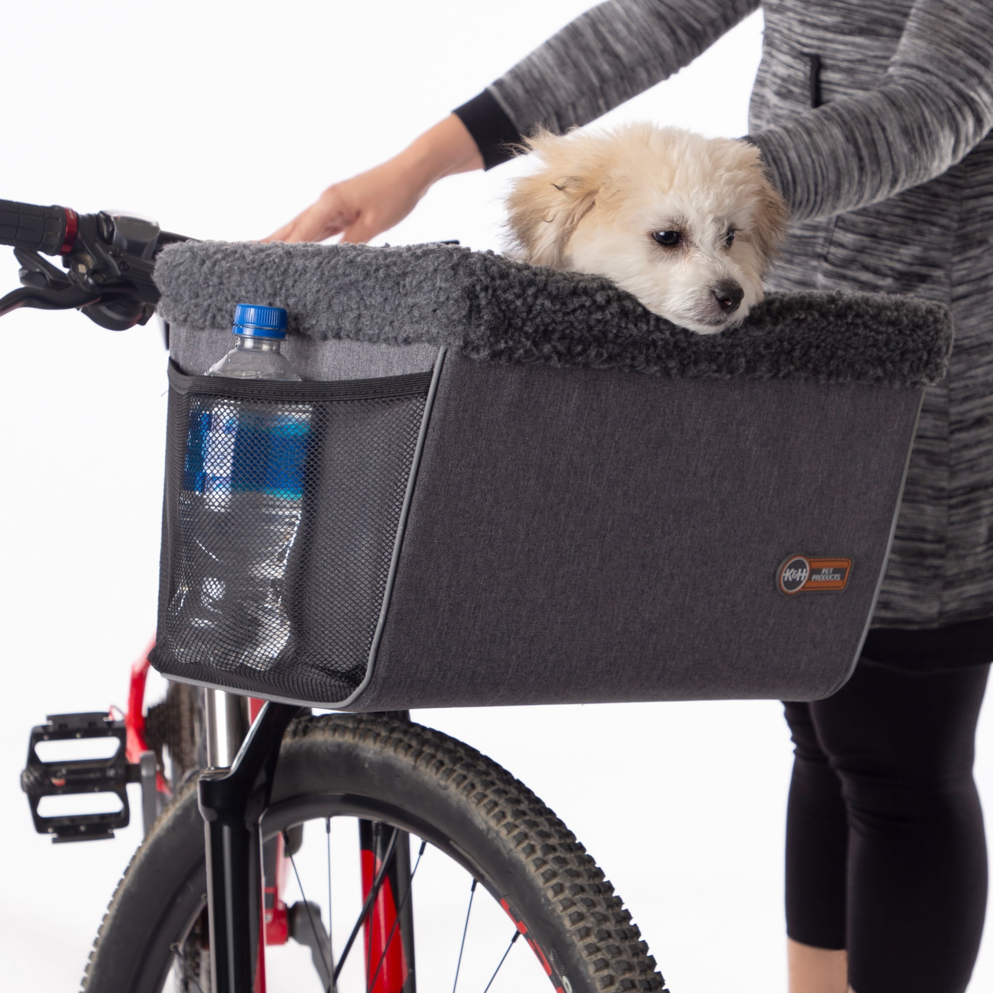 K&H Pet Products Travel Bike Basket for Pets Classy Gray Large 16 X 12 X 10 Inches