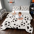 thumbnail image 3 of Manfei Football Sports King Size Comforter Sets, Cartoon Stars Comforters King Size, Cream Black, Gray Reversible 3 Pieces 1 Comforter and 2 Pillowcases, 3 of 6