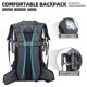 thumbnail image 3 of Mochila ligera e impermeable para senderismo de 60 l, para deportes al aire libre, con protección contra la lluvia, 3 of 7