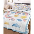 thumbnail image 3 of Quilts Twin Size Bedding Set, Rainbow Sunshine Lightweight Quilted Comforter, Rainy Cute Blue Border Soft Reversible Bedspread Coverlet with Pillow Covers for All Season, 68" x 86", 3 of 7