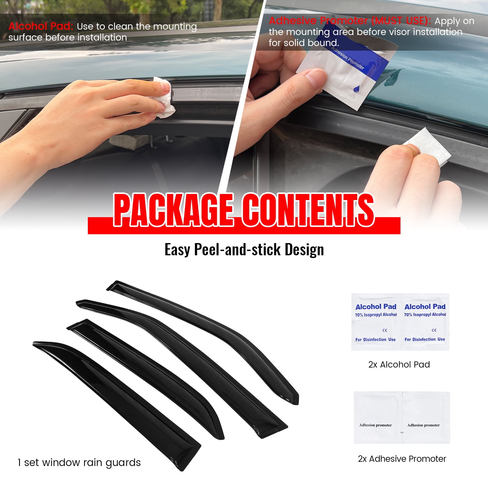 Mustang Tape-On Wind Deflectors Window Visors; Smoked (05-09 Mustang Coupe) - Free Shipping