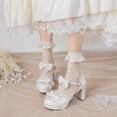 thumbnail image 4 of SACFOF Kawii Shoes Bow Pearl Heels Lolita Platform Heels for Women Lace Cute Mary Janes Pumps, 4 of 6