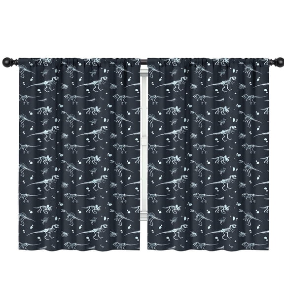 Blackout Kids Curtains,Black White Dinosaurs Fossils Pattern Childrens Insulated Curtains Set Of 2,Bedroom Essentials,Toddler Room Decor 42"x63"