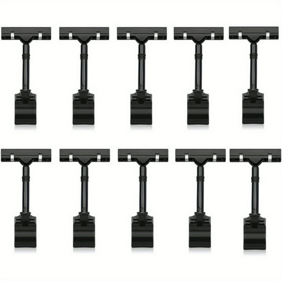 20pcs Black Plastic Adjustable Swivel Clamp Label Holder for Retail Shelves & Office Displays - Durable Price Tag Holder with Multiple Hooks for Organized Pricing, Price Tag Holder |