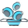 Pretigo Silicone Collapsible Colander Set of 4-with Sink Strainer for Kitchen BPA Free (Blue)