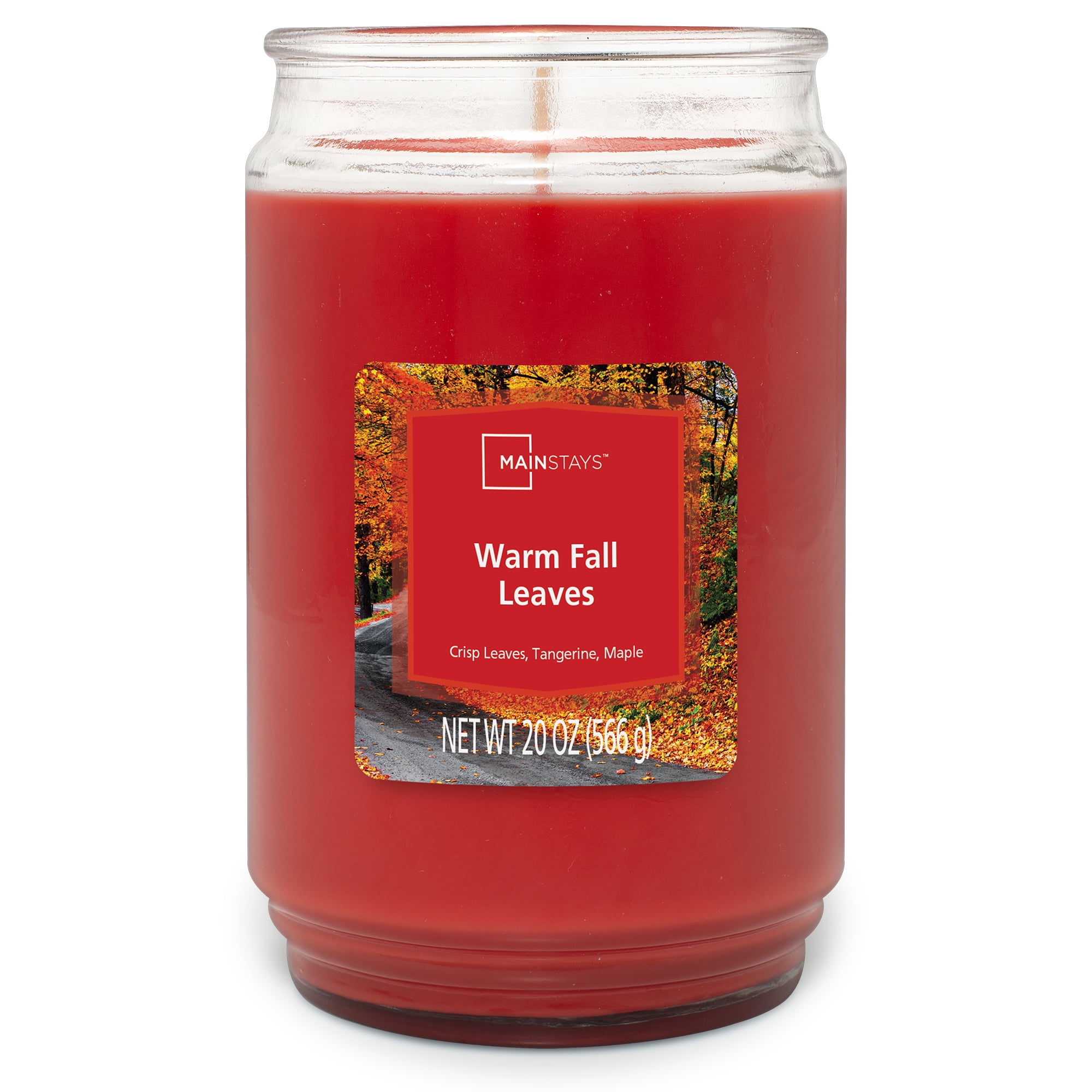 (4 pack) Mainstays Warm Fall Leaves 3 Wick Candle, 20 Oz