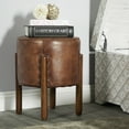 thumbnail image 3 of DecMode Traditional  Caramel Brown Upholstered Leather Stool, 17"W x 20"H, 3 of 14