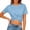 Light Blue, variant on Women's Summer Causal Short Sleeve Blouse Round Neck Crop Tops,Twist Front Slim Fit Cropped Tees White