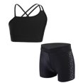 thumbnail image 5 of Miutii Kids Girls Sports Yoga Workout Outfits Backless Tank Top Camisole Vest with V-Front Waistband Black 14, 5 of 9