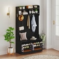 thumbnail image 2 of Costway 4-In-1 Hall Tree Entryway Bench with Coat Rack & Flip Drawers 6 Dual-Hook Hangers Black, 2 of 10