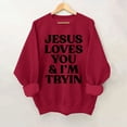 thumbnail image 4 of Women's Sweatshirts 2025 Jesus Loves You Sweatshirts Christian Sweatshirt Casual Pullover Top Sweatshirt for Women, 4 of 5