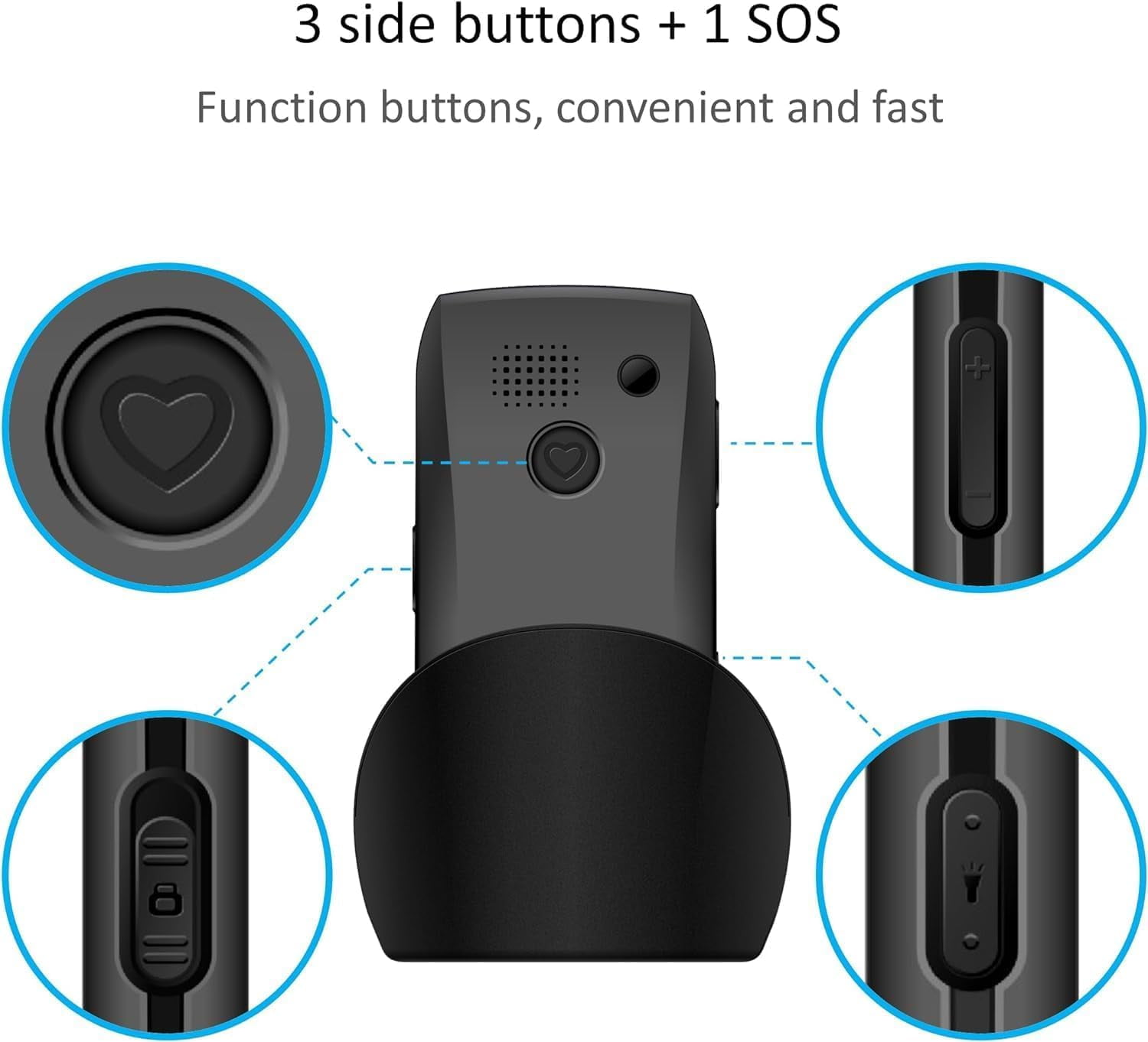 artfone 4G Volte Big Button Cell Phone Unlocked for Seniors Big Buttons LTE Phone for Elderly & Kids, Clear Sound, SOS Button, Convenient USB-C & Charging Dock, Talking Numbers, Black
