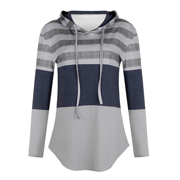 Gibobby Blusa Mujer Top informal con capucha de manga larga con estampado de colores a cuadros y para mujer(Gris, L)