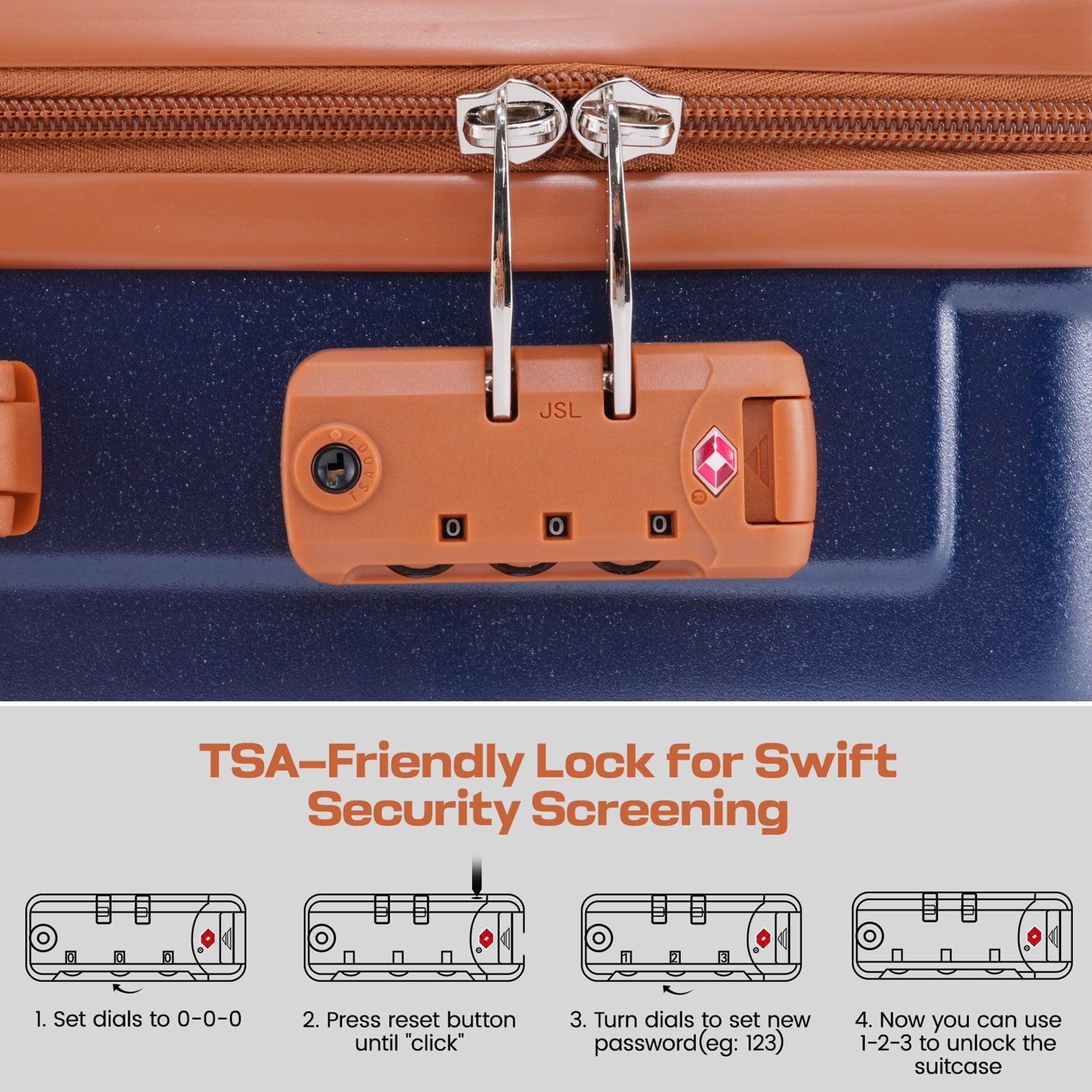 COBIZI 3-Piece Hardshell Luggage Sets Hardside ABS+PC with 360°Spinner Wheels&TSA Lock,Lightweight 3 Pc Luggage Sets,20in 24in 28in(Dark Blue)