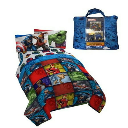 - Avengers Cartoon Characters 4 Piece Kids Twin Bedding Set with Bonus Tote