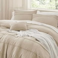 thumbnail image 3 of Full Comforter Set - 4 Pieces Pinch Pleat Bed Set, Linen Boho Bedding for All Season, 1 Soft Comforter, 2 Pillowcases, 1 Decorative Pillow, 3 of 9
