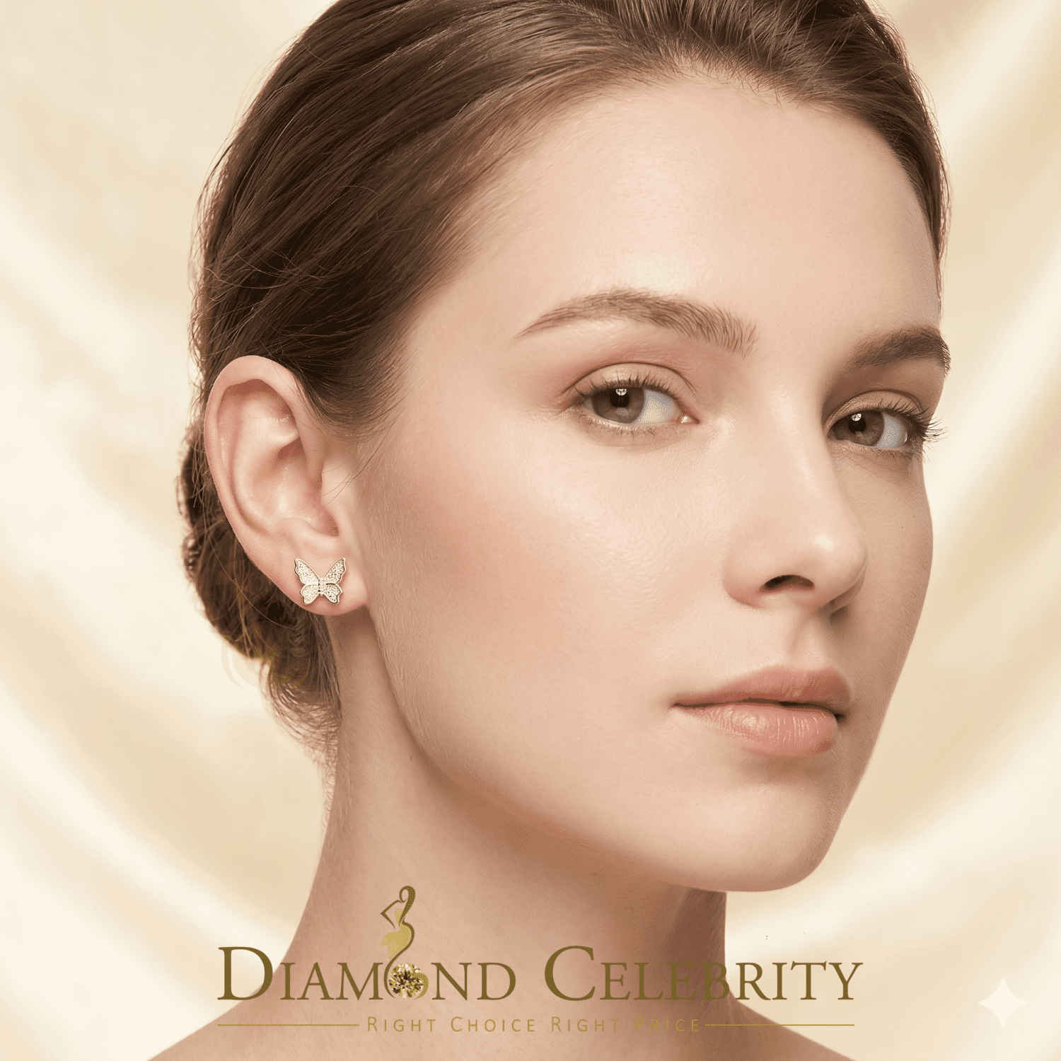 Diamond Celebrity's Women's 0.34ct Cubic Zirconia Butterfly Stud Earrings White 925 Sterling Silver