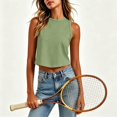 thumbnail image 6 of CYMMPU Women's Solid Ribbed High Neck Crop Tank Top, Sleeveless Slim Fit Y2K Basic Layering Vest Army Green XXL, 6 of 7