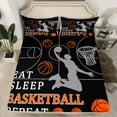 thumbnail image 2 of Castle Fairy Children Teens Adults Eat Sleep Basketball 4 Pieces Queen Sheet Sets,Black Orange Ultra Soft Flat Sheet,Sport Gamer Queen Fitted Sheet,Ultra Soft Home Decor, 2 of 7