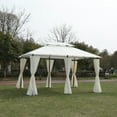 thumbnail image 2 of Poamcn 13x10 Outdoor Patio Gazebo Canopy Tent With Ventilated Double Roof And SideWall(Detachable Curtain Included On All Sides),Suitable for Lawn, Garden, Backyard and Deck,BEIGE, 2 of 5
