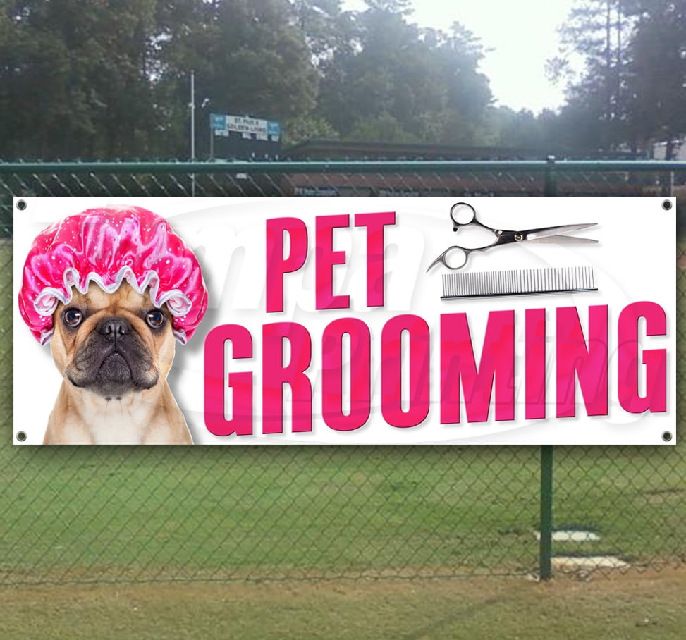 PET GROOMING 13 oz heavy duty vinyl banner sign with metal grommets