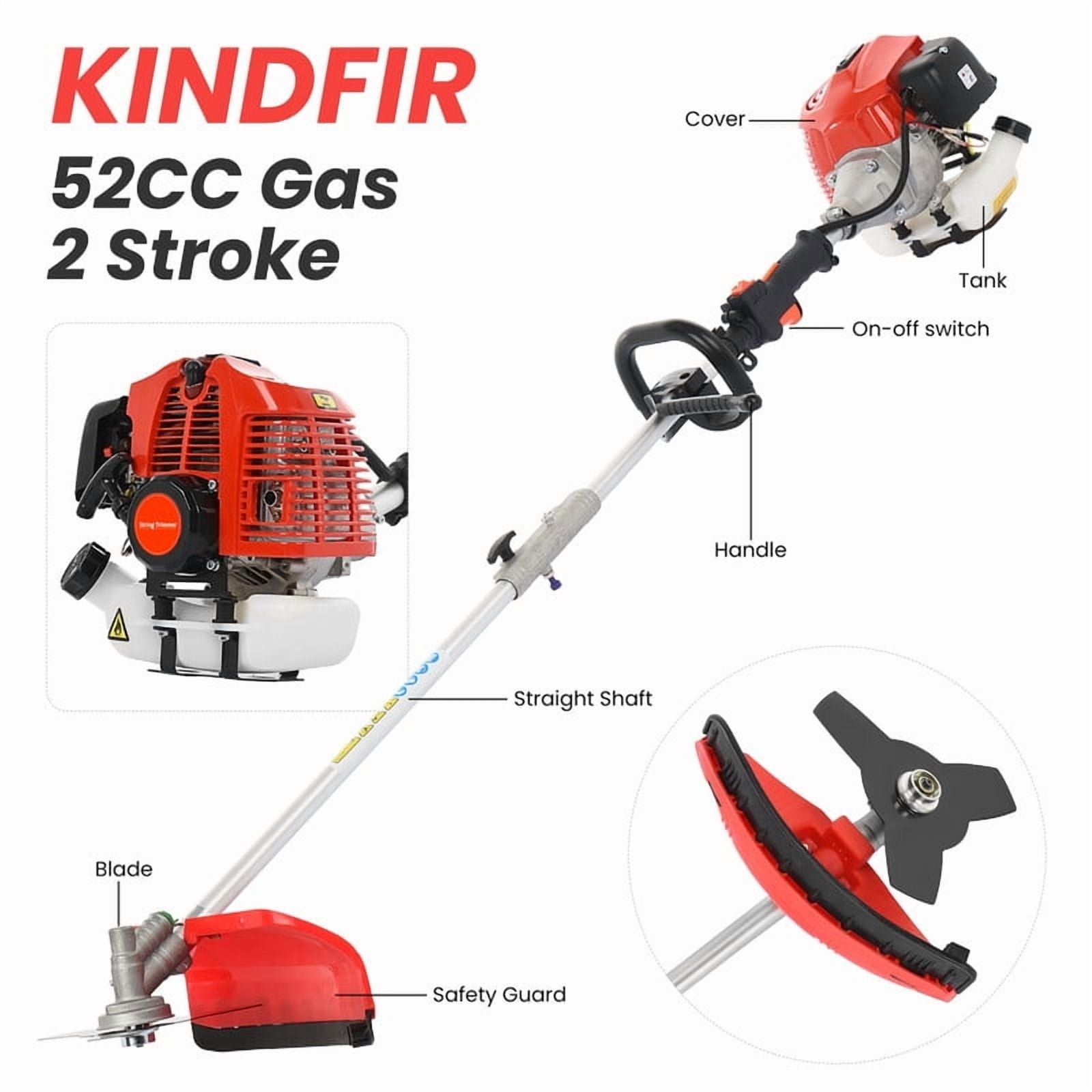 YNCE 52cc Gas Weed Eater,5 in 1 Gas Weed Eate with Hedge Trimmer Chainsaw Brush Cutter,2-Cycle Gas String Trimmers for Weeds and Grass.