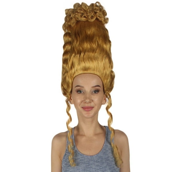 HPO Adult Womens Marie Antoinette French Colonial Wig | Blonde Historical Wigs | Flame-retardant Synthetic Fiber