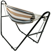 Sunnydaze Brazilian 2-Person Hammock with Universal Multi-Use Steel Stand, Outdoor Use, 450 Pound Capacity, Cool Breeze