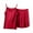 Red, variant on Frostluinai 2 Piece Pajama Set for Women V Neck Spaghetti Strap Camisoles Loose Fit Wide Leg Shorts Solid Loungewear Plus Size Soft Sleepwear